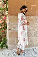 Blush Bloom Handblock Cotton Kurta Set