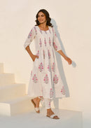 Floral Reverie Handblock Cotton Kurta Set