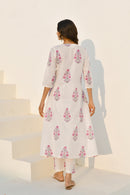 Floral Reverie Handblock Cotton Kurta Set