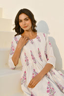 Floral Reverie Handblock Cotton Kurta Set