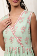 Aadhriti Sea Green Cotton Slub Suit Set - Shilpi Handicrafts