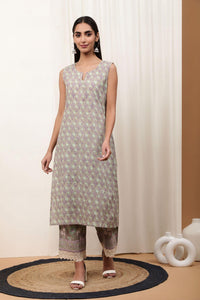 Ava Mauve Cambric Suit Set - Shilpi Handicrafts
