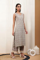 Ava Mauve Cambric Suit Set - Shilpi Handicrafts