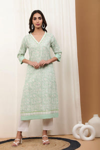 Aaravi Elegant Green Kurta - Shilpi Handicrafts