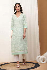 Aaravi Elegant Green Kurta - Shilpi Handicrafts