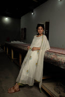 Aadhriti Off White Chanderi Suit Set - Shilpi Handicrafts
