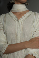 Aadhriti Off-White Cotton Swiss Dobby Suit set - Shilpi Handicrafts