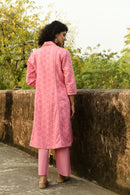Aaravi Dyed Schiffli Pink Suit Set - Shilpi Handicrafts