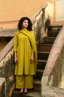 Aaravi Dyed Schiffli Mustard Yellow Suit Set - Shilpi Handicrafts