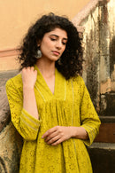 Aaravi Dyed Schiffli Mustard Yellow Suit Set - Shilpi Handicrafts