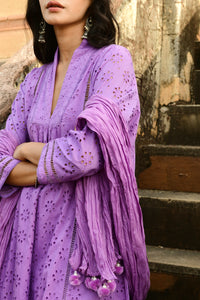 Aaravi Dyed Schiffli Lilac Suit Set - Shilpi Handicrafts