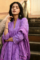 Aaravi Dyed Schiffli Lilac Suit Set - Shilpi Handicrafts