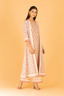 Aadhriti Beige-Pink Jacket Kurta Set - Shilpi Handicrafts