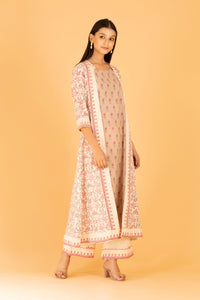 Aadhriti Beige-Pink Jacket Kurta Set - Shilpi Handicrafts