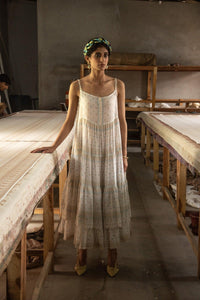 Adhira White Layered Boho Dress - Shilpi Handicrafts