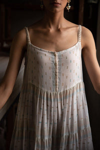 Adhira White Layered Boho Dress - Shilpi Handicrafts