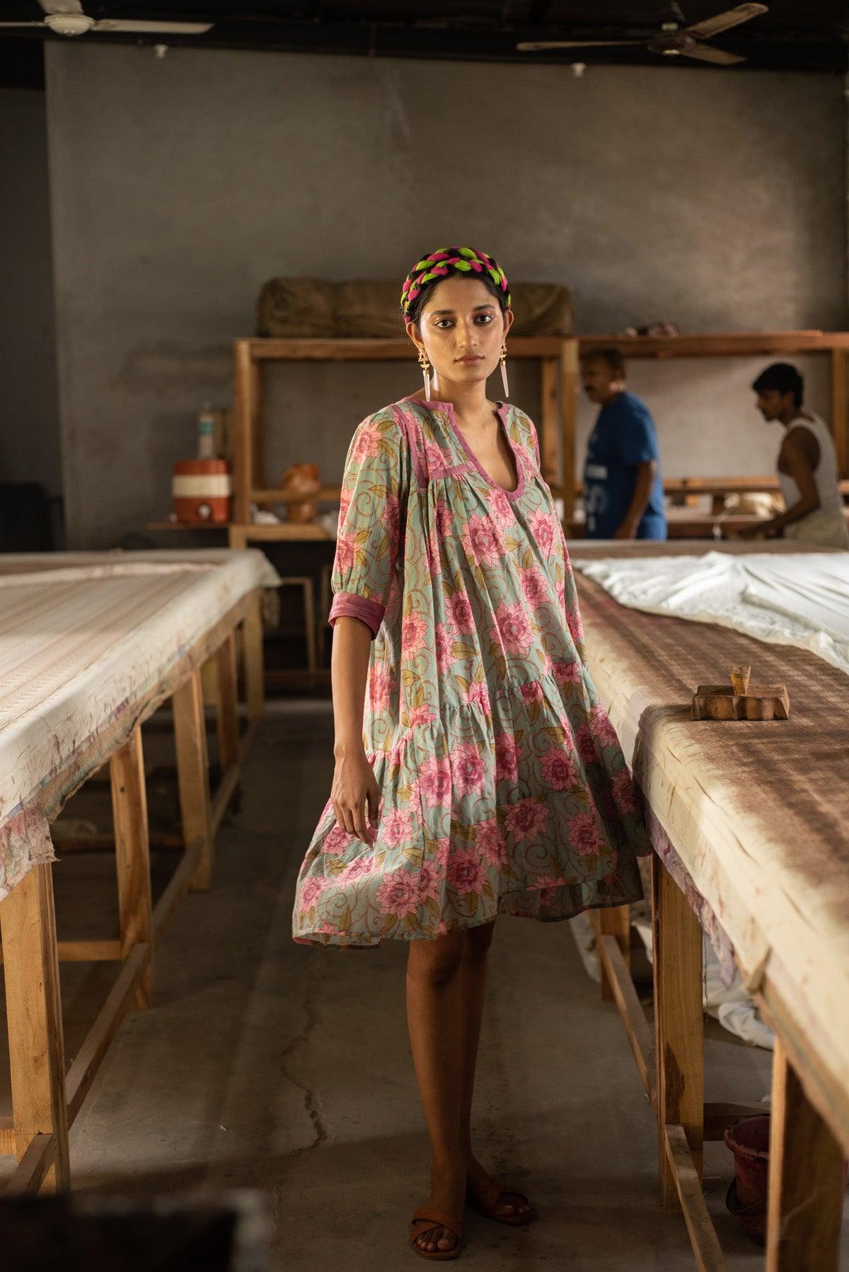 Adhira Floral Tunic Dress - Shilpi Handicrafts