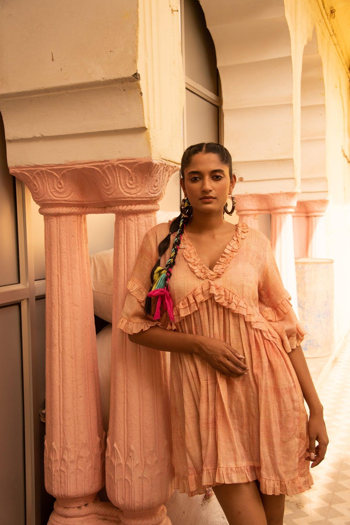 Adhira Ruffle Mini Dress - Shilpi Handicrafts