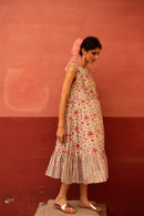 Ava Winter White Floral Midi Dress - Shilpi Handicrafts