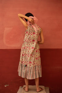 Ava Winter White Floral Midi Dress - Shilpi Handicrafts