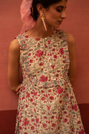 Ava Winter White Floral Midi Dress - Shilpi Handicrafts