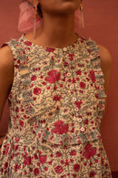 Ava Winter White Floral Midi Dress - Shilpi Handicrafts