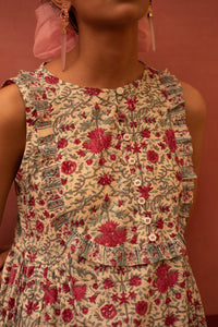 Ava Winter White Floral Midi Dress - Shilpi Handicrafts