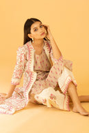 Aadhriti Beige-Pink Jacket Kurta Set - Shilpi Handicrafts