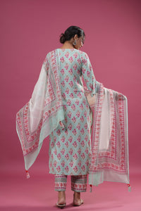 Ava Flared Sleeve Suit Set - Shilpi Handicrafts